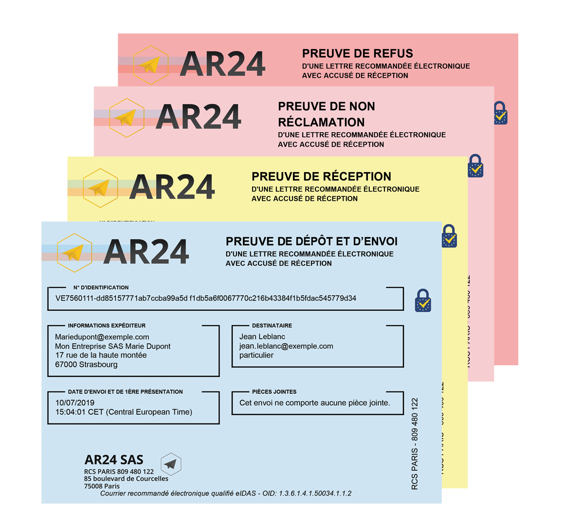 Les preuves de la lettre électronique qualifiée AR24