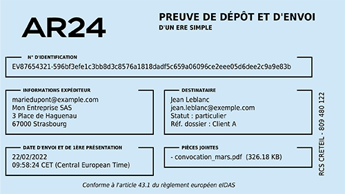 ERE simple preuve de dépôt et envoi